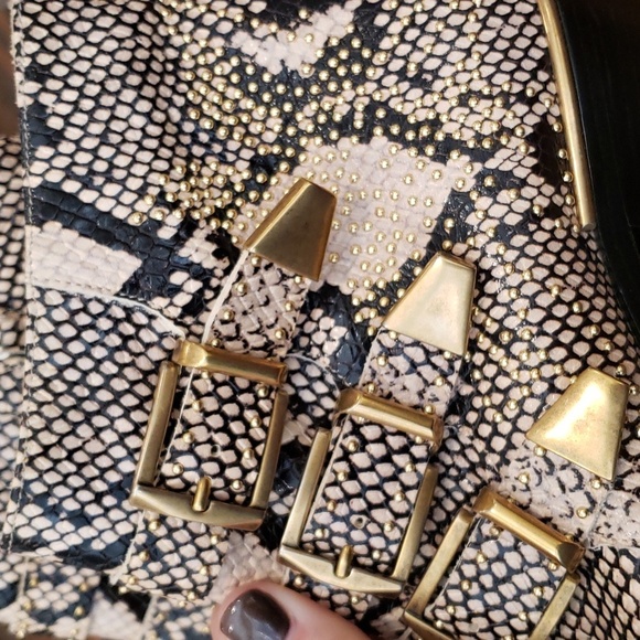 Chloe Snakeskin Ankle Boots with Gold Buckles - Picture 3 of 16